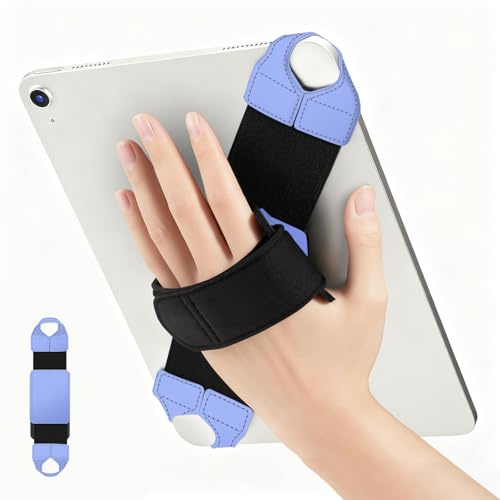 FINTIE Universal Tablet Wrist Strap for 9-11 Inch Tablets & eReaders, [360° Rotatable] PU Leather, Safe, Portable, Adjustable Handle for iPad/Samsung/Xiaomi Tablets, Blue