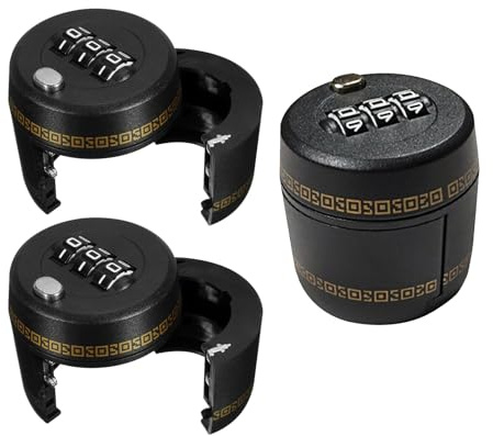 SEWACC Lot de 3 Cadenas à Code Réutilisables pour Bouteilles de Vin et Spiritueux, Bouchons de Sécurité Universels Noirs Compatibles Multiples Tailles, Verrouillage Antivol pour Caves