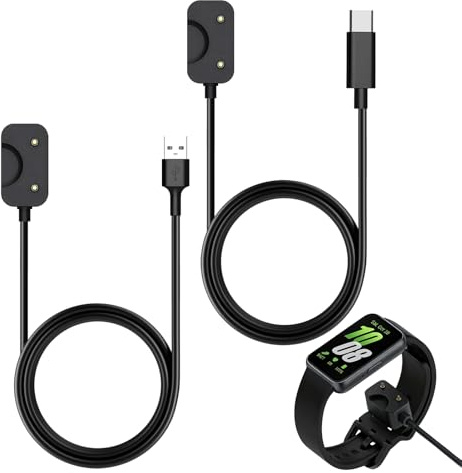 Magnetic Smartwatch Charger for Samsung Galaxy Fit 3 | 2Pcs USB and Type C Fast Charging Cable Replacement Smartwatch Charging Cord Durable Magnetic Dock Charging Lead 100cm