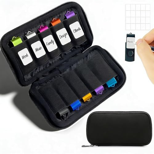 Custodia per Chiavette USB 10 Slot Borsa Organizer Unità Flash Portaoggetti per USB Pen Drive SD Card Cavi Nero