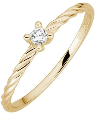 Lyomi Damen Ring 585/- Gold Glänzend Diamant Lab Grown gelb 0,07ct. 067370183-1