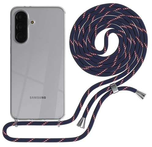 EAZY CASE Handykette kompatibel mit Galaxy A37 Handyhülle mit Umhängeband, Handykordel mit Schutzhülle, Silikonhülle, Hülle mit Band, Stylische Kette für Smartphones, Navy Camouflage