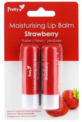 2 tubos de bálsamo labial hidratante de fresa por Pretty – Suaviza, calma y protege los labios secos agrietados – 2 x 4,3 g