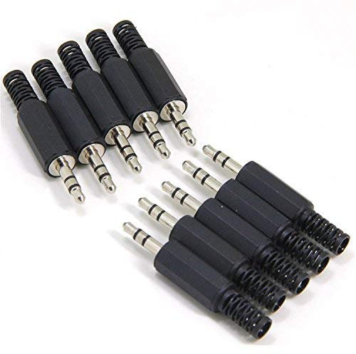 Ersatz 10er-Stück TRS-Stecker 3-poliger 3,5 mm Löttyp DIY-Audiokabelanschluss für Kopfhörer und Headset