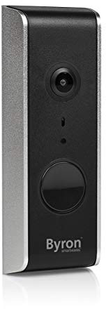 Byron DIC-23112 Smart WiFi Türklingel, 1080p Full HD Video, Zwei-Wege-Kommunikation, Bewegungserkennung, kostenlose App, Kunststoff, Schwarz, 2.4cm Wide, 5cm deep, 13.3cm high