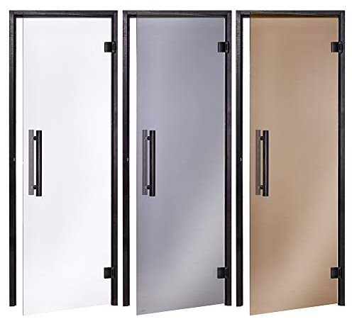 AD Black Saunatüren, Größe: 70 x 190/70 x 200/80 x 190/80 x 200; Glasfarbe: Grau, Transparent oder Bronze; Rahmenmaterial: gemalte und lackierte Espe; (Auswahl: 70x190 Bronze)
