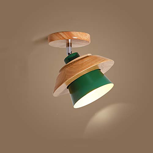 Modern Holz-Deckenleuchte Rund Grün Nordic-Stil Deckenspot Innen Drehbar Deckenlampe E27 Deckenstrahlern Flurlampe für Wohnzimmer Schlafzimmer Studieren Treppen Aisle Flur Nachttisch
