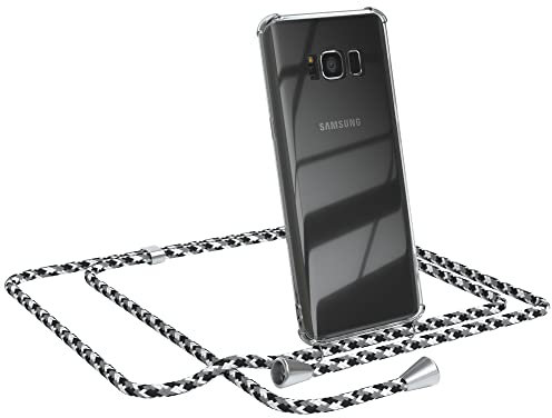 EAZY CASE Handykette kompatibel mit Samsung Galaxy S8 Handyhülle mit Umhängeband, Handykordel mit Schutzhülle, Silikonhülle, Hülle mit Band, Stylische Kette für Smartphone, Schwarz Camouflage