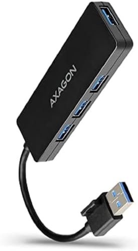 AXAGON ECO HUE-G1A SUPERSPEED USB Slim HUB. Kleiner USB 3.2 Gen 1-Hub mit Vier Anschlüssen für Ultrabooks. Kabeltyp-A 14cm