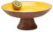 Folkulture Wooden Pedestal Fruit Bowl for the Counters or Decorative Fruit Stand for Kitchen Counters or Centerpiece Table Décor, 12-inch Large Serving Bowls for Fruits, Breads, Mango Wood, Yellow