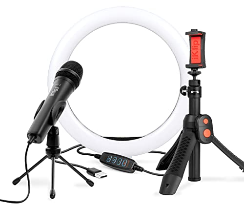 iRig Video Creator HD Bundle - professionelles Video & Streaming Kit für Smartphones (HD USB Handheld-Kondensatormikrofon, 24 bit Wandler, Handystativ, mobil einsetzbar, iOS & Android) schwarz