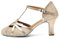 HROYL Women T-Strap Glitter Latin Dance Shoes Low Heel Salsa Tango Ballroom Latin Party Wedding Dancing Shoes,2040-Rose Gold-WM-7,5 UK