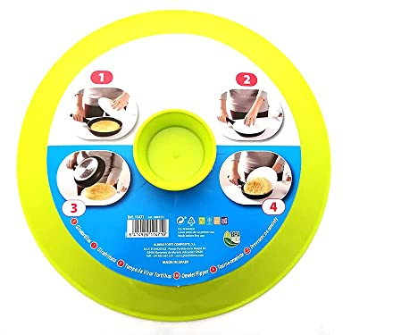 TAPA VOLTEATORTILLAS Sartenes| Gira Tortillas Tapadera | Ideal para Tortilla de Patatas| Vuelcatortillas Grande 29 Cm|Antisalpicaduras Cocina Plástico|Giratortillas Volteadora Vuelta |Verde