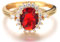 Halukakah Goldring Herren Iced Out mit Ovale Form Rubin,Herren 18 Karat Echt Vergoldet Cz Labordiamant Set Ring Größe Einstellbar mit KOSTENLOSE Geschenkbox