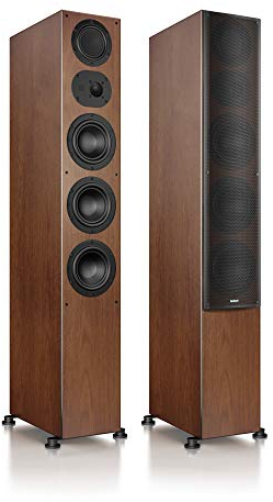 Nubert nuLine 284 | Nussbaum Standlautsprecherpaar | 2 Stück Standbox | Lautsprecher für Stereo | Heimkino & HiFi Qualität auf hohem Niveau | Passive Standboxen mit 3 Wege Technik Made in Germany