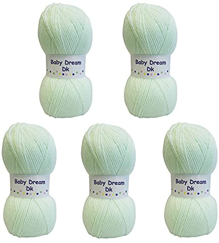 5 x 100g Baby Dream DK, Double Knitting Baby Yarn/Wool (5 x 100g Mint)