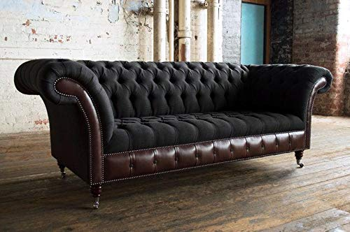 jvmoebel Klassische Luxus Barock Rokoko Sofa Couch Chesterfield Sofa Textil Leder Couch