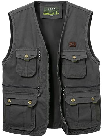 Oralidera Herren Anglerweste Ärmellos Jacke Outdoor Weste Jagdweste Sommer Herrenwesten Sportlich Fotografie Funktionsweste mit Vielen Taschen, Grün, XL