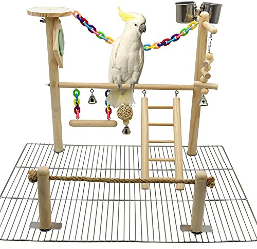 Spielständer für Papageien, Käfigspielzeug, Vogelspielplatz, zum Aufhängen, Kauen, Spielzeug für Papageien, Leiter, Schaukel, Zubehör für Sittiche, Wellensittiche, Nymphensittiche, Sittiche, Nym