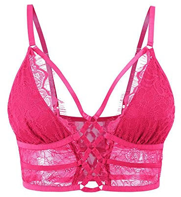 Buitifo Reggiseno da Donna Cami Criss Cross Ciglia Crop Top Reggiseno Sexy Gilet Bralette Busiter Lingerie(Rosa,XL)