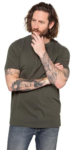 JP 1880 Herren große Größen Übergrößen Menswear L-8XL JP1880 Henley, Basic, Knopfleiste, Halbarm, bis 7 XL dunkel Oliv 5XL 726695120-5XL
