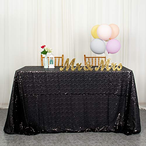 Schwarz Quadratische Tischdecke 180 cm x 180 cm Pailletten Tischdecke Pailletten Tischdecke Happy Birthday Party Dekorationen Funkelnde Tischdecke Hochzeitsfeier Zubehör