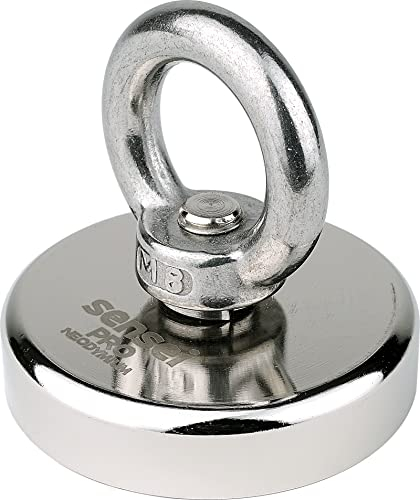SENSEI® Extra Starker Magnet – 110 kg Zugkraft, Großer Neodym-Magnet – Ø 50 mm, Ösenmagnet mit Griff für Sicheren Halt und Magnetfischen