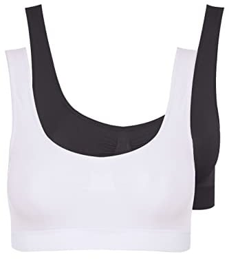Yours 2 Pack Seamless Comfort Sleep Yoga Non-Padded Non-Wired Crop Top Bralettes - Women's - Plus Size Curve Black