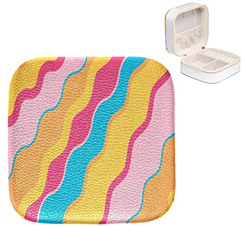 Cajas de joyería de cuero de la PU pequeño caso de viaje de la joyería de la torta paleta de colores