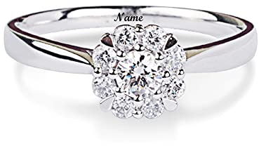 SISGEM 0,12 Karat natürlicher Diamant Ring für Frauen, 9 Karat Weißgold Cluster Diamant Verlobungsring für Sie, G, SI2, für Frauen Damen Verlobung Hochzeit