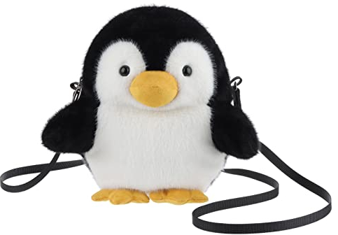 Apricot Lamb Kindertasche Pinguin, Kinder Umhängetasche mit Verstellbarem Gurt, Geldbörse, Schultertasche, Plüsch Tasche Plüsch Umhängetasche, Geschenke für mädchen und Erwachsene