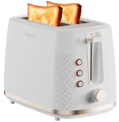 Taurus Tostador Fusion Crunch, 2 Ranuras Cortas, 7 Niveles Tostado, 3 Funciones: Cancelar, Recalentar, Descongelar, autocentrado, Bandeja recogemigas, 800W