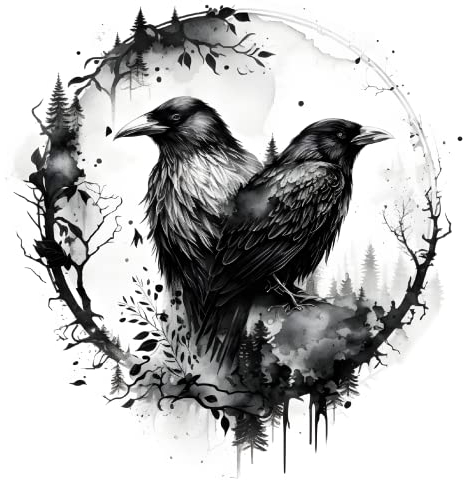 Samunshi Hugin und Munin Raben Krähen Aufkleber Autoaufkleber für Motorrad Fahrrad Roller oder Auto Sticker Fahrrad MTB Mountainbike Rennrad Viking Wikinger (12x15cm Hugin und Munin Raben Krähen)