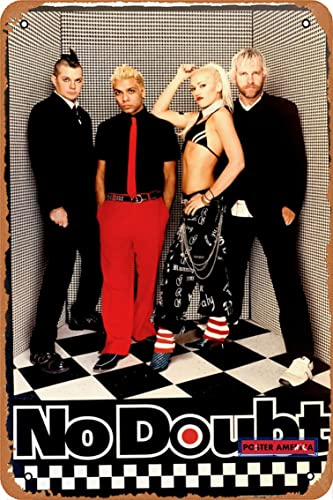 muecddoa Metallschild No Doubt Gwen Stefani Selten Kariert & Rot 2002 UK Import Band Shot Poster Metallschild Wanddekoration Garage Shop Bar Wohnzimmer Wandkunst Blechschild 20,3 x 30,5 cm