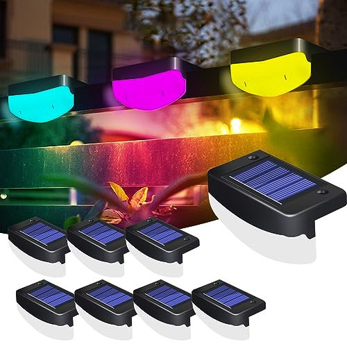 TTiiLoe Luci solari a LED, confezione da 8 luci solari per esterni IP65, impermeabili, illuminazione laterale per piscina, decorazione per scale, recinzioni, cortile, vialetto, cortile, cortile, RGB