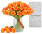 JUSTOYOU 15pcs künstliche Seide Orange Tulpenblumen mit Stängeln, Real Touch Latex gefälschte Tulpen Blumen in Box, Tulpe künstliche Blume für Hochzeit Home Garten Dekoration (Orange-15)