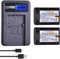 PowerTrust 2Pcs NP-FH50 Battery and LCD Charger for Sony A390 DSC-HX1 A230 A290 A330 A380 DSC-HX100 DSC-HX200 HDR-TG5E HDR-TG1E HDR-CX100E