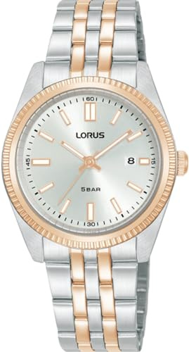 LORUS Damen Analog Quarz Uhr mit Edelstahl Armband,Silber/Blau