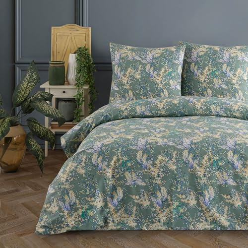 Buymax Bettwäsche 155x220 cm – Bettwäsche Set 2-teilig 155 x 220 cm, Renforcé 100% Baumwolle, Bettbezug mit 1 Kissenbezug 80x80 cm, Oeko-TEX, Reißverschluss, weich und atmungsaktiv