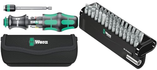 Wera 05051016001 Kraftform Kompakt 20 Tool Finder 1, mit Tasche, 7-teilig, Schwarz Grün, One size & Bit-Sortiment, Bit-Check 30 Metal 1, 30-teilig, 05057434001