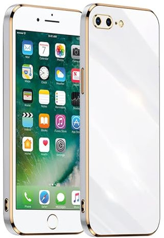 POUHYE Handyhülle für iPhone 7 Plus/iPhone 8 Plus Hülle Original, Mädchen Galvanisierte Kameraschutz Weich Silikon Schutzhülle Ultra Dünn Case Stoßfeste Hülle für iPhone 7 Plus/iPhone 8 Plus Weiß