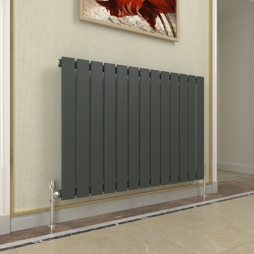 GY Bath Horizontal Radiator Anthracite Flat Panel Designer 600x884mm Single Modern Central Heating Rads