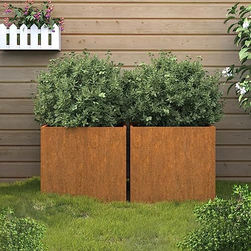 Rantry Lot de 2 pots de fleurs en acier corten 49 x 47 x 46 cm