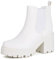 JABASIC Chelsea Boots Damen Stiefel Plateau Klassische Stiefeletten mit Absatz (37,White)