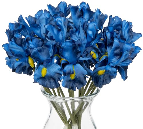 Oairse 15 fiori artificiali di iris blu, 36 cm, realistici al tatto, in seta sintetica, bouquet per matrimoni, matrimoni, casa, composizioni floreali, tavolo da ufficio, centrotavola, decorazione