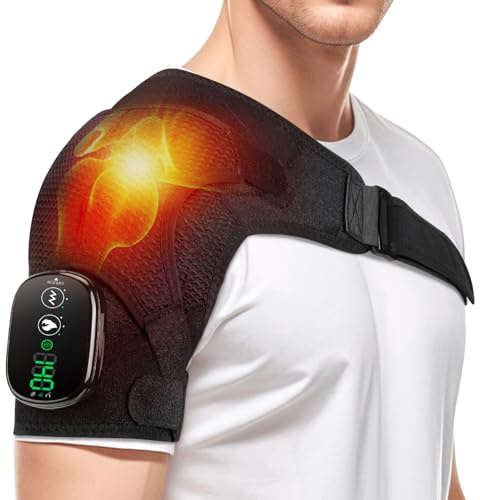 Cordless Shoulder Heating Pad with Massage, FSA Eligible Items List, Heated Shoulder Wrap Massager for Pain Relief Deep Tissue, Rotator Cuff Heating Pad, HSA Approved Products Only