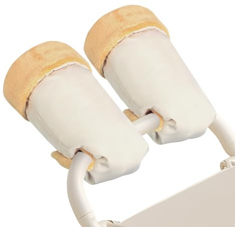 JUMUAO Handwärmer Kinderwagen,Winddicht Stroller Handmuff mit Fleece Innenseite,Kinderwagen Handschuhe Wasserfest Atmungsaktiv,Universalgröße für Kinderwagen Buggy (Beige)