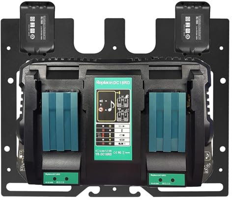 3-in-1 Wandhalterung für Makita Akkus 18 V 14.4 V, Ladegeräte und Akku-Bohrschrauber, Stabiler 4er Akkuhalter Ladegeräthalter, Aufbewahrungsregal für Akku-Bohrschrauber für Werkzeugraum-Werkstatt