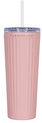 Flamingueo Termo 0,8L - Botella Agua Acero Inoxidable - Vaso Termico - Con Pajita - Bebidas Frías 24h y Calientes 10h - Taza Termica - Rosa