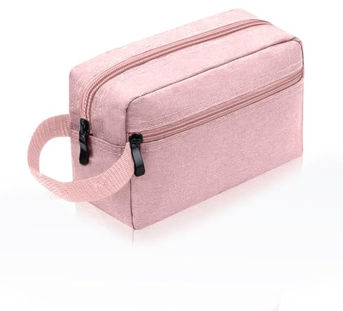 Aucuu Toiletry Bag for Men and Women, Travel Wash Bag, Waterproof Shaving Bag, Toiletries Accessories Cosmetic Bag, Makeup Bag with Handle, Travel Toiletry Wash Bag for Men and Women, Pink